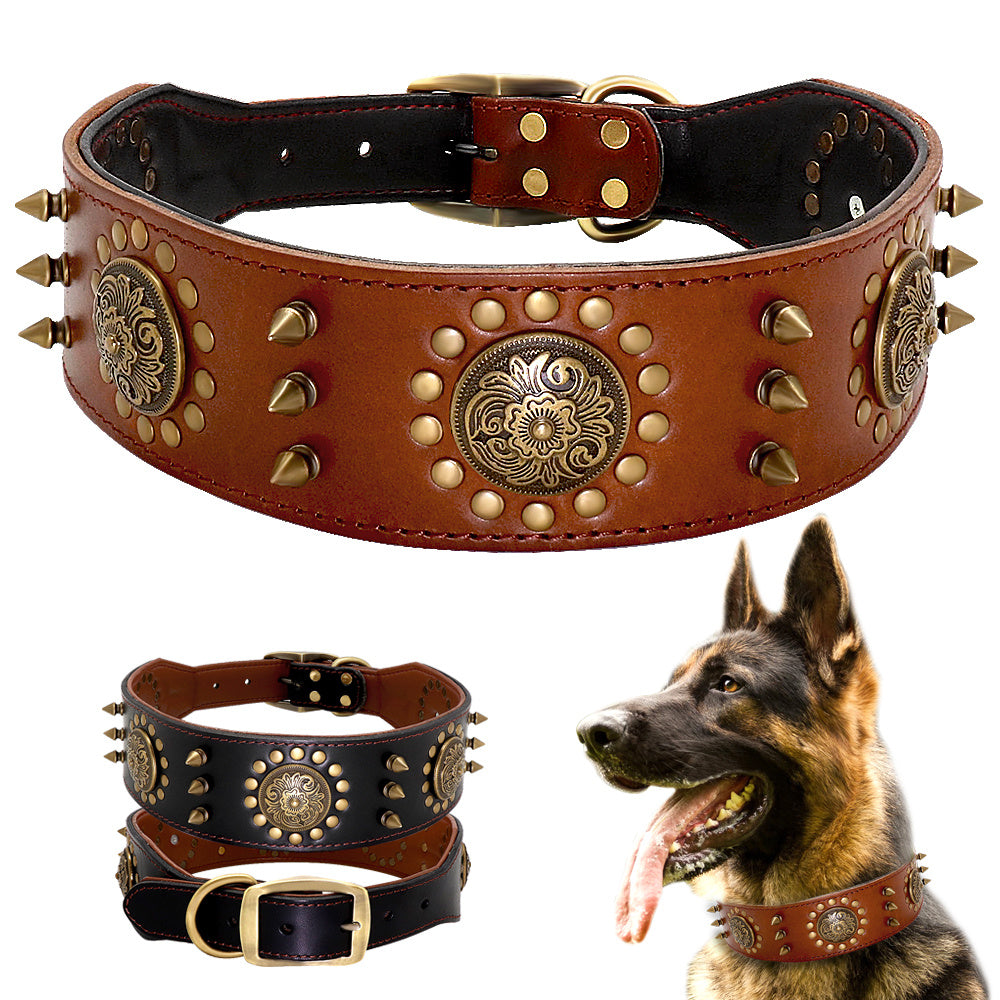 Hundehalsband aus Leder mit Nieten für große Hunde