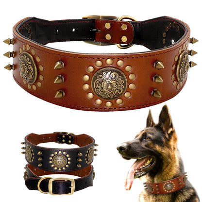 Hundehalsband aus Leder mit Nieten für große Hunde