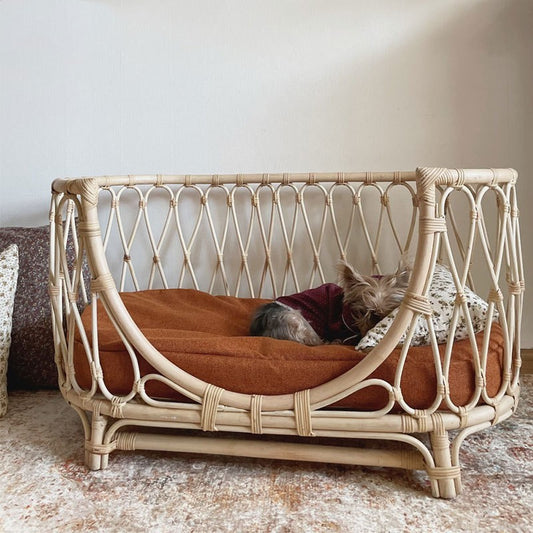 Rattan-gewebtes Haustierbett für Hunde - Handgefertigtes Rattan
